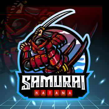 Samurai gaming mascot esport logo design vector
