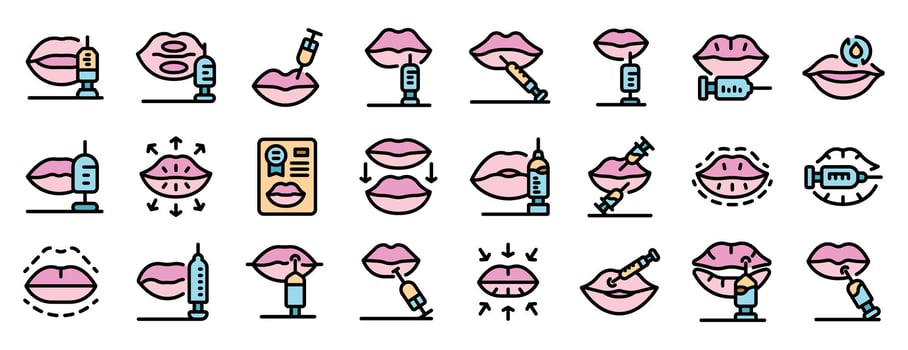 Lip augmentation procedure injecting filler enhancing lips shape and volume vector