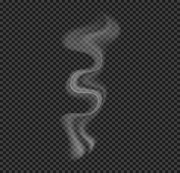 Wavy realistic Steam .Hot smoke elements flowing on dark background. Mystical effect abstract shape. Cigarette, hot food, drink, coffee vapor. Hookah cloud overlays 3d design. vector