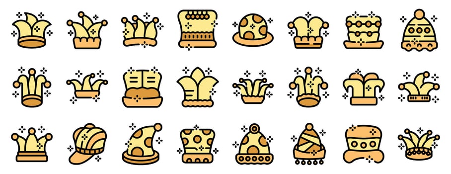 Jester hats showing humor, celebration, and entertainment icons vector