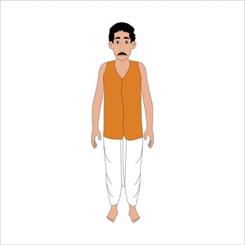Indian village man cartoon character. vector