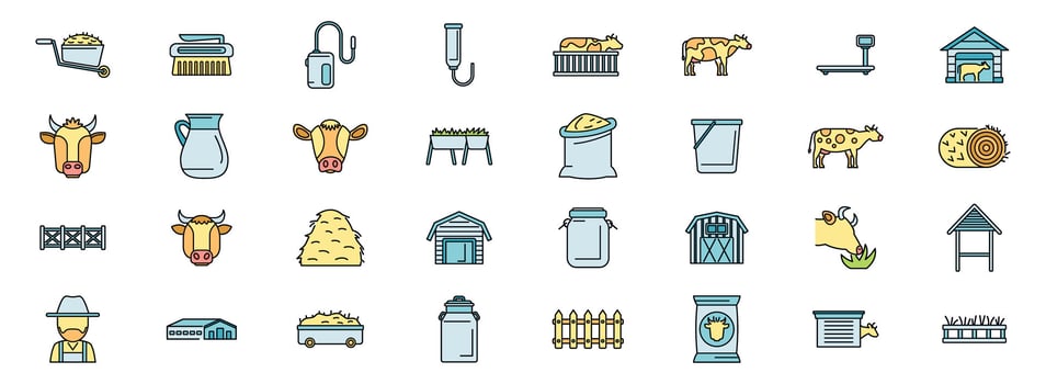 Diverse farm and agriculture icon set collection vector