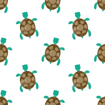 Cute turtle seamless pattern, cartoon underwater animal pattern vector