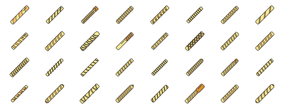 Wafer rolls collection displaying various textures and decoration styles vector