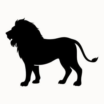 African lion silhouette logo. Black icon lion isolated on white background. Illustration side view vector