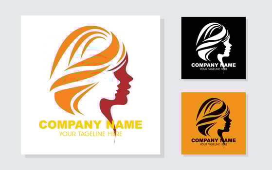 Women beauty spa logo. set of women beauty salon logo icons. logo with woman silhouette with scissors and comb. vector