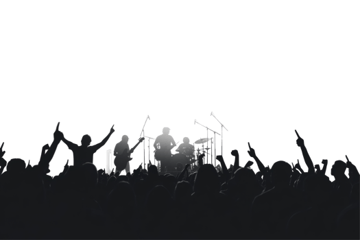 Silhouette Of A Concert Crowd At A Rock Show. png