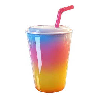 Colorful Drink With A Straw. 3D Render Isolated On Black. png