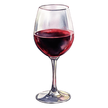 Watercolor Red Wine Glass On Black Background. png