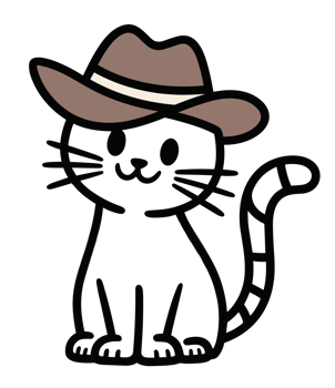Cat wearing cowboy hat country girl cowgirl cowcat western aesthetic kitten pet animal lover funny black outline drawing line art illustration decor element sticker clipart transparent background png