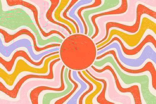 Colorful swirl pattern with central sun vector