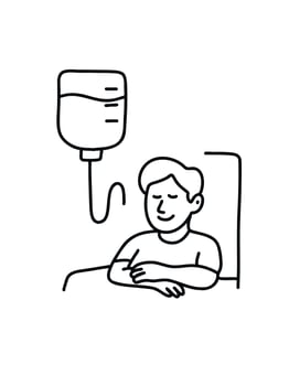 patient in bed, hospital recovery vector