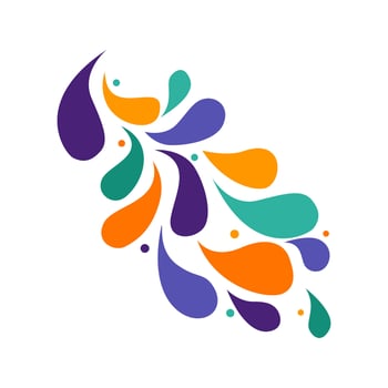 Purple, Orange, Teal Fluid Shapes Burst, Vibrant Color Splash vector