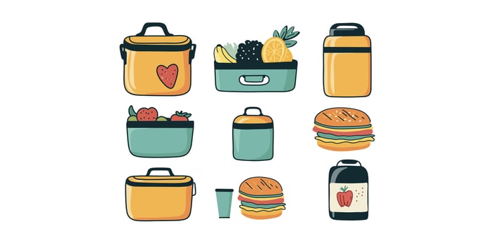 art lunchbox set vector