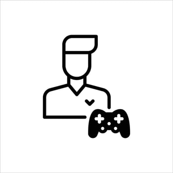 Male Gamer glyph icon. gaming black Solid line illustration vector