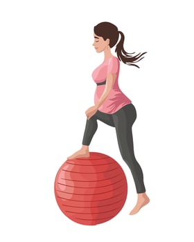 Woman make exercises with ball for fitness vector