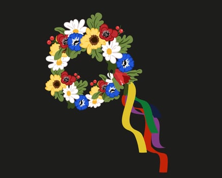 The traditional headdress flowers wrench on black background vector