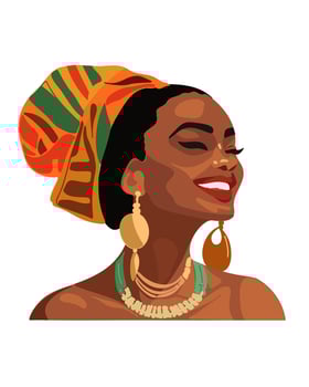 Side view portrait of beautiful happy fashionable African American woman vector