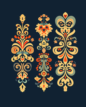 Oriental golden traditional ethnic elements on blue background vector