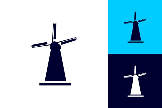 Windmill icon silhouette vintage logo graphic design isolated vector