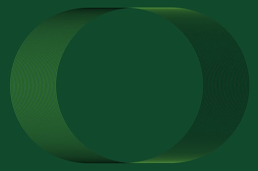 An abstract image formed by thin lines in light green and dark green. These lines curve and form a circle on a solid dark green background vector