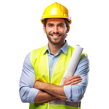 Male Construction Worker in Yellow Helmet png
