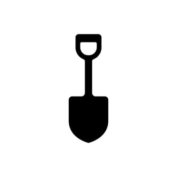 A black and white image of a shovel on a white background vector