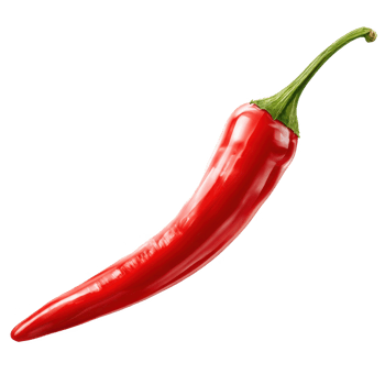 Isolated vibrant red chili pepper for cooking and spicy food concept on transparent background png