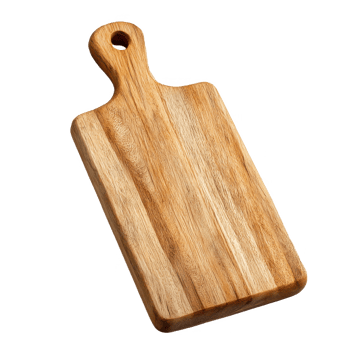 Isolated wood cutting board kitchenware food preparation tool object on transparent background png