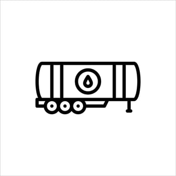 Oil Trailer outline icon, oil tank black line illustration. vector