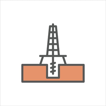 Drilling Rig filled outline icon, Drilling Rig color line illustration. vector