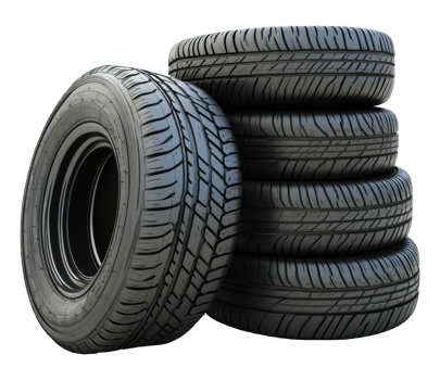 Tires Stacked beside Single Tire on Transparent Image png