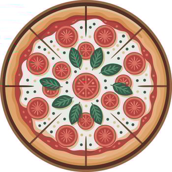 A pizza with tomatoes and cheese on a white background vector