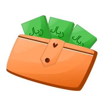 Wallet Full of Saudi Riyal Banknotes vector