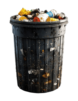 Overstuffed Garbage Container with Mixed Waste on a Transparent Image png