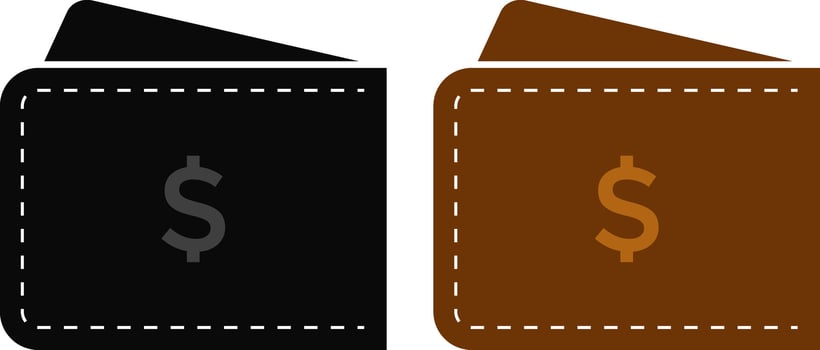 wallet with dollar icon. Finance icons. Money symbol. earning money symbols vector