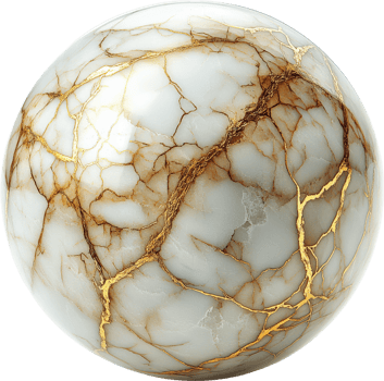 A Unique Marble Sphere with Gold Veins png