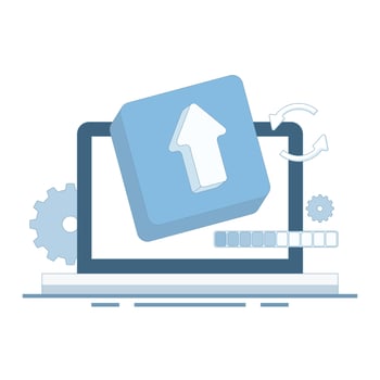 Update process concept. upgrade to the latest version. system upgrade, upgrade to the latest version of system software. Current technology updates and maintenance of devices and software. design. vector