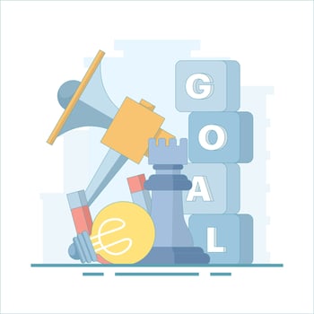 Business idea concept and strategy. growth management strategy. success and growth. tactical plan, improvement, skills, inspiration, market competition. flat style design illustration. vector