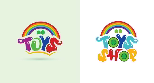 Raibow toys shop logo design vector