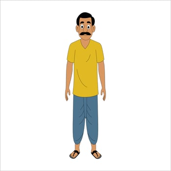 indian village men cartoon character design vector