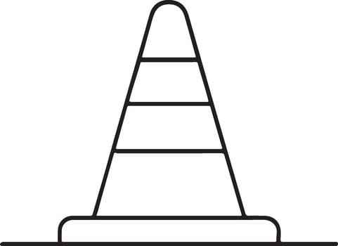 Traffic cone line art isolated on white background vector