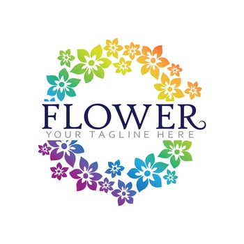 Botanical Line Art Logo with Blooming Plant Illustration vector