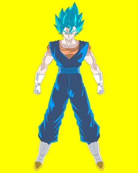 Vegetto super saiyan Blue, with yellow background vector