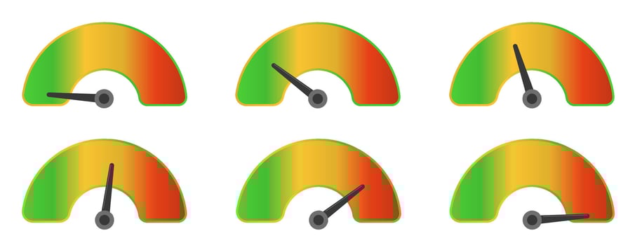 Visual representation of gauges indicating different metrics. vector