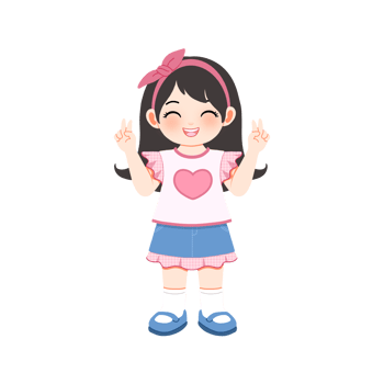 cute pinky girl with peace hand gesture png