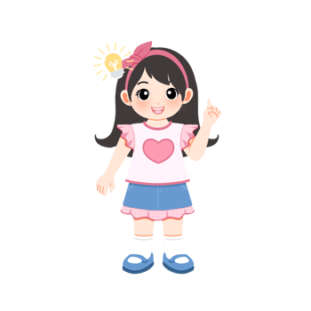 cute pinky girl standing come up with an idea png
