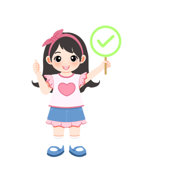 cute pinky girl holding check mark sign and yes or ok gesture png