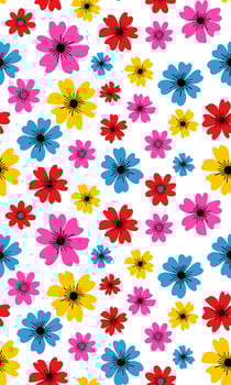 seamless pattern bright colorful flowers white background botanical floral web design spring summer digital illustration abstract wallpaper textile vector