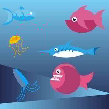 set of fishes vector